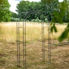 2.3m Umber Grey Garden Arch; Gothic Steel Metal Frame; Outdoor Weather-Resistant