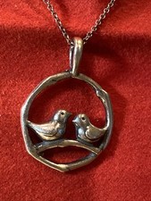 James Avery .925 Sterling Silver Love Birds Pendant + 16” Chain Necklace Rare