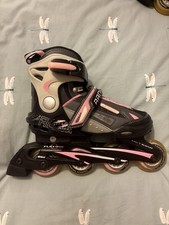 Bronx Adjustable Inline Quad Roller Skates - Black/Pink/Grey - Adjust Size 4-7
