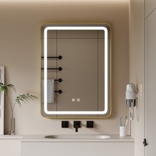Modern Illuminated Bathroom Mirror w/ LED Lights Wall Mounted Demister Lighting