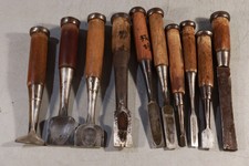 Set of 10 Japanese Chisel Nomi Carpenter Tool Hand Tool wood working 010136