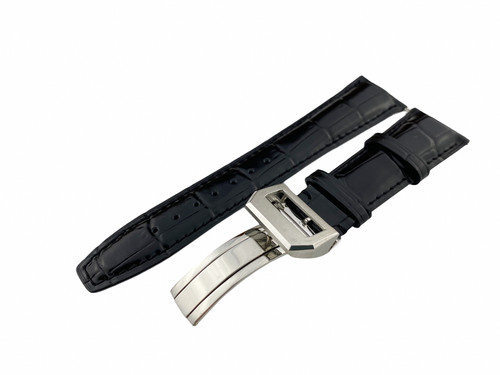 22mm black genuine - black, leather