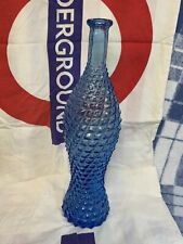 Empoli Sky Blue Genie Bottle Decanter 16" Diamond Point Twist MCM Italian Glass