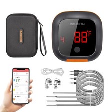 BBQ Grill Thermometer Digital Bluetooth Rechargeable Smoker Carrying Case APP