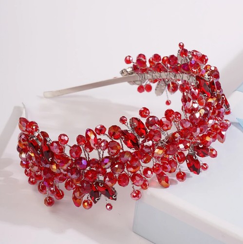 Red crystal headband - red,