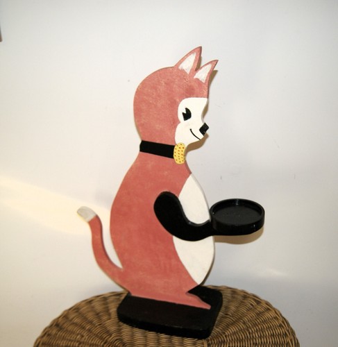 Vintage wooden cat feline dumb - vintage,