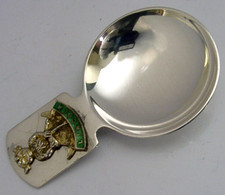UNUSUAL STERLING SILVER ENAMEL LINCOLN IMP SOUVENIR CADDY SPOON 1972