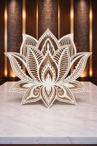 Mandala lotus wall art white - wall,