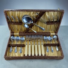 Vintage Cutlery Set Case Faux