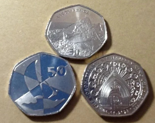 Gibraltar 50ps westminster - x3,