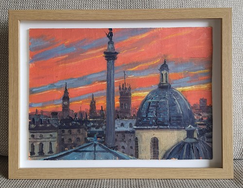 London rooftops sunset oil - london,