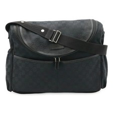 Gucci Shoulder Diaper Bag GG Canvas Black Crossbody Baby 123326