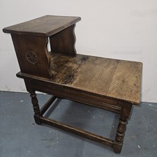 Old Charm Oak Telephone Seat Hallway Table Bench Cupboard Gothic Side Table 