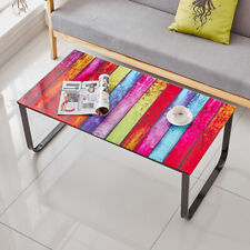 Living Room Coffee Table with Tempered Glass Top Metal/MDF Frame End Side Table