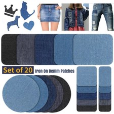 20Pcs Iron On Denim Patches