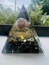 Black tourmaline crystal pyramid , Orgone Pyramid, Protection Generator