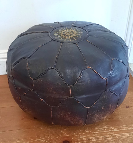 Vintage moroccan leather round - vintage,