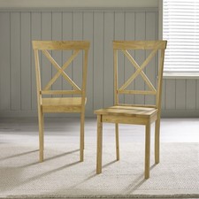 **Seconds** Millford x2 Solid Wood Oak Effect Crossback Dining Chairs
