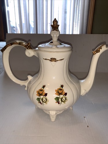 Large teapot yellow white - large,