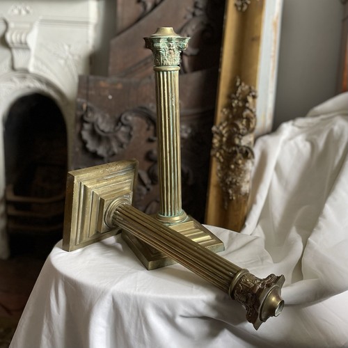 Pair heavy victorian brass - pair,