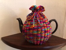 new hand knitted Multi Coloured Tea Cosy to fit 6 cup tea pot.