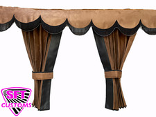 DUTCH STYLE TRUCK CURTAINS DOUBLE LINED BROWN  DAF VOLVO MERCEDES MAN SCANIA