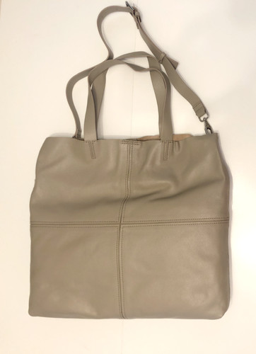 Zara leather tote bag - bag, taupe