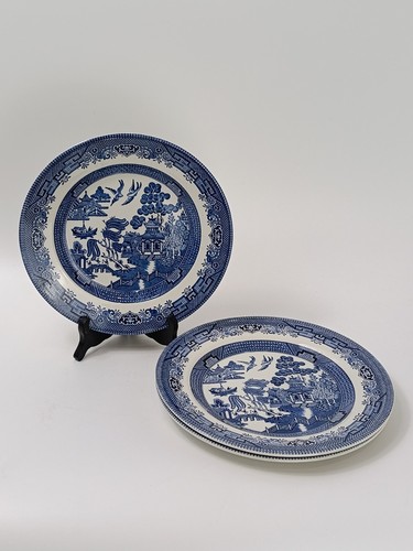 Three churchill willow pattern - three,
