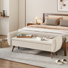 Large Upholstered Ottoman Stool Bed End Chair Storage Box Side Window Seat Bench