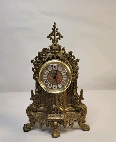 Vintage ornate brass mantel - vintage,