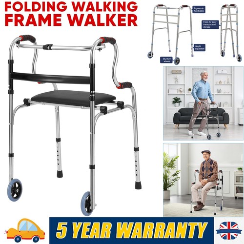 Folding walking frame with - walking,