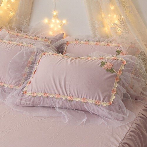 Lace ruffles pillow - lace,