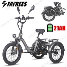 Fafrees 20in Electric Tricycle Trike 48V 3 Wheel Bike Folding E-Bike with Basket