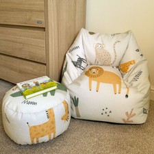 rucomfy | Printed Safari Friends Kids Snuggle Chair | Pre-Filled Beanbag