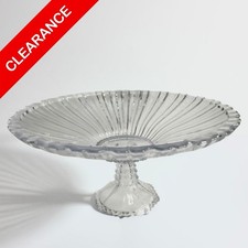 NEW Soga Japan Crystal Glass Pedestal Compote Bowl Steep Cut Dessert Stand