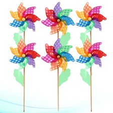  6 Pcs Wooden Windmill