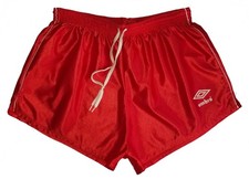 Vintage 80s UMBRO Shorts Coral Red Football Soccer Made in Brazil 2" NEW Lg