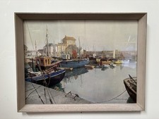 Vintage Vernon Ward Print Framed Art Painting - Silent Harbour- Mevagissey 