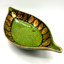 Creation VIMAX Pottery Bowl Made in ITALY Green Gold Mid Century MCM