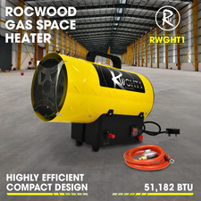 Gas Space Heater Propane 15KW RocwooD 51,000 BTU Garage Workshop Portable