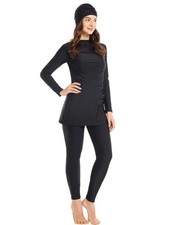 SIZE LARGE SIZE 12/14 BLACK ROUCHED FRONT MODEST ISLAMIC 3 PC BURKINI.SWIM. NEW