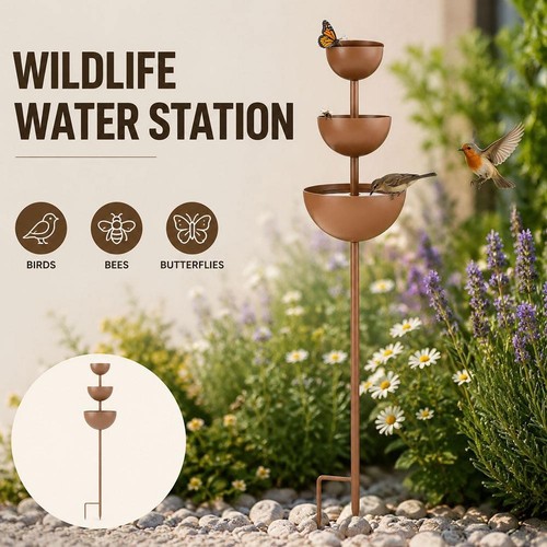 Metal bird bath - metal, water
