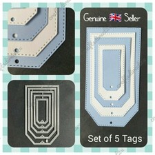 Metal Cutting Die - TAGS - 11.3cm x 6.5cm - 5 Piece Nesting Set - Stitch Edging 