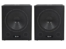 2 x QTX QT18SA Active Powered Subwoofer Bass Bin Speaker 1000w