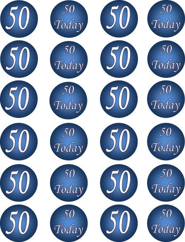 50th birthday blue edible - birthday,