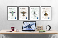 RAF Icons Fighter Jet Plane Set Of 4 Prints Pictures Wall Art Poster