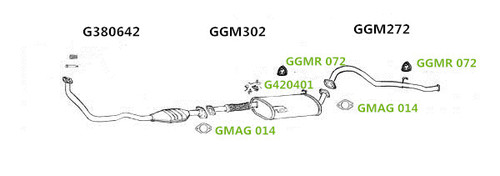 Exhaust silencer centre - centre, pipe