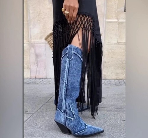 Zara denim cowboy - cowboy, boots