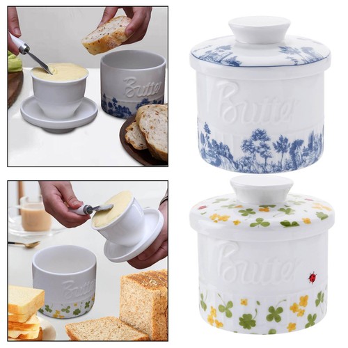 Butter crock with - butter,