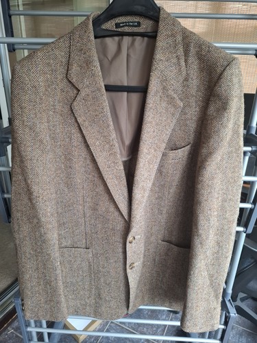 Men brown tweed blazer jacket - brown,